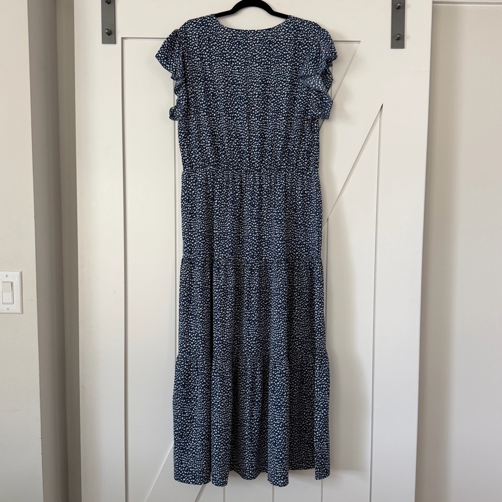 Navy White Leopard Print Summer Maxi Dress - Picture 10 of 12